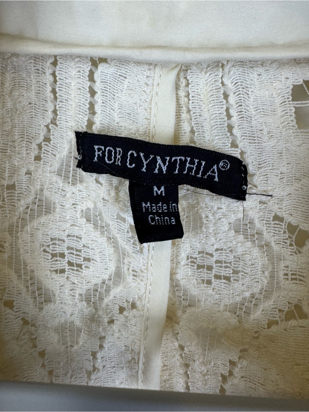 For Cynthia Ivory Floral Lace Blazer Jacket Women’s Medium Open Front Boho Cotta - Picture 3 of 15